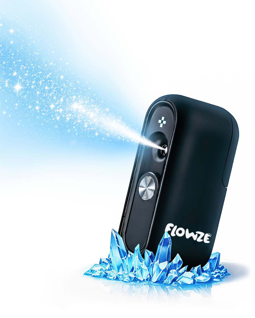 Flowze breath spray device for instant fresh breath