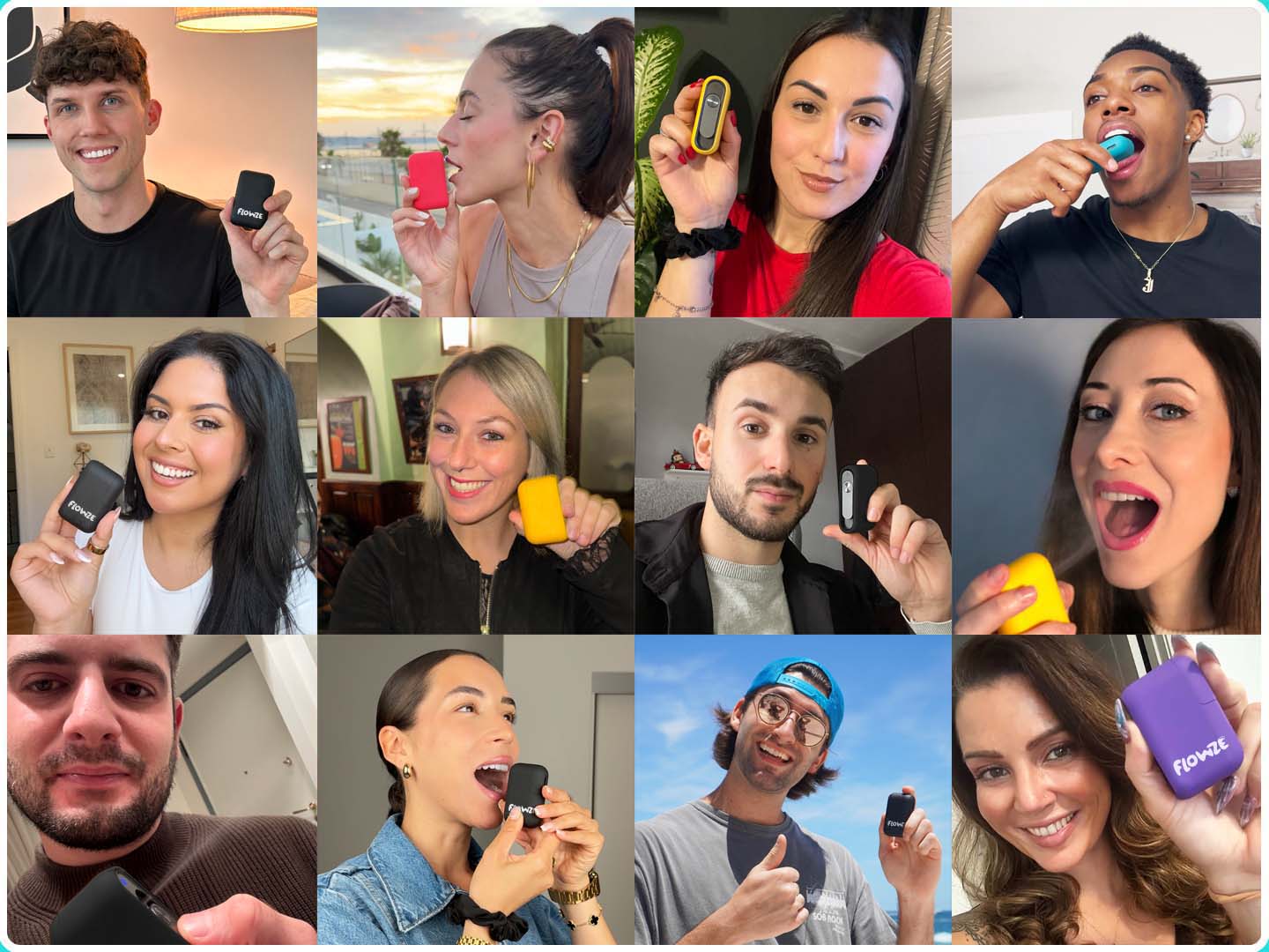 Flowze breath spray device for instant fresh breath